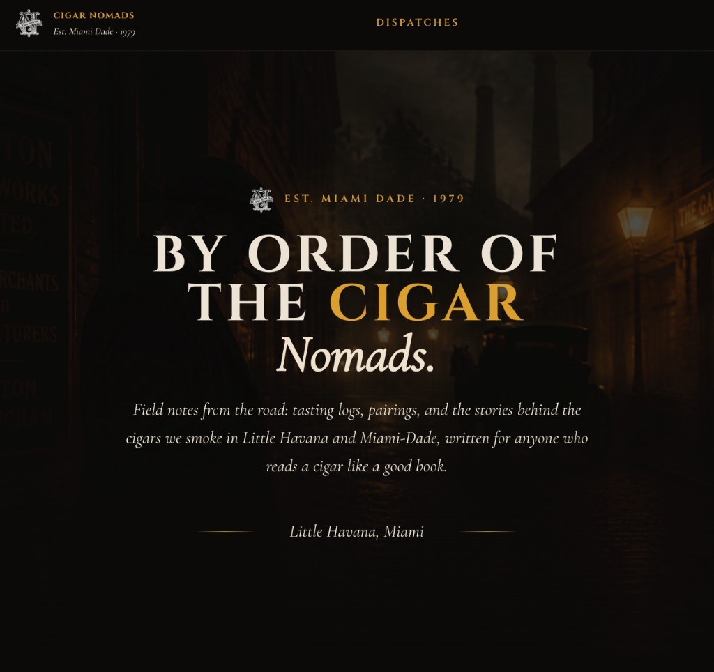 Cigar Nomads website designed by Nogueras Designs (ND.Builds)