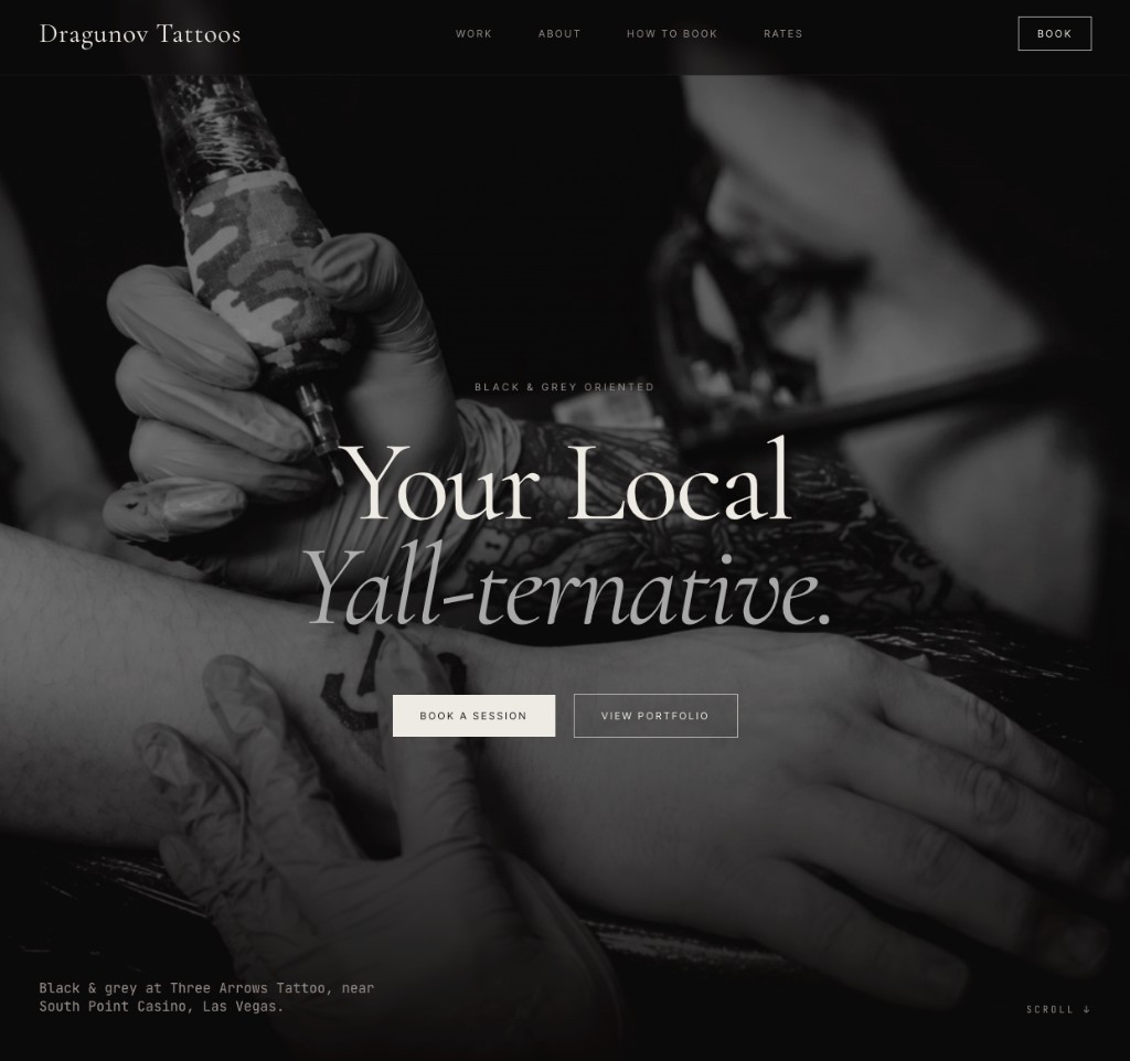 Dragunov Tattoos website designed by Nogueras Designs (ND.Builds)